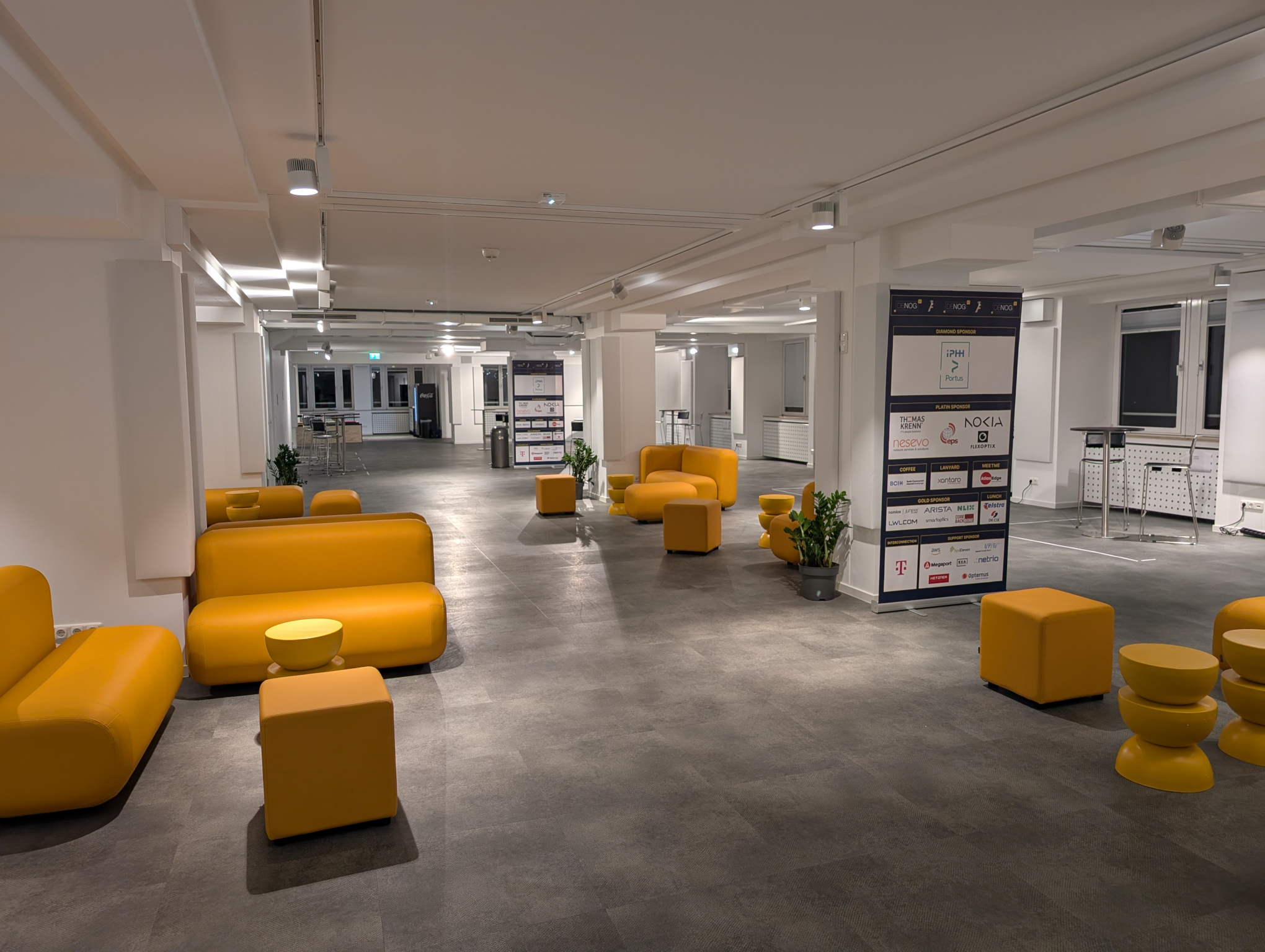 Sponsor area with all the furnitues in, ready for day 1